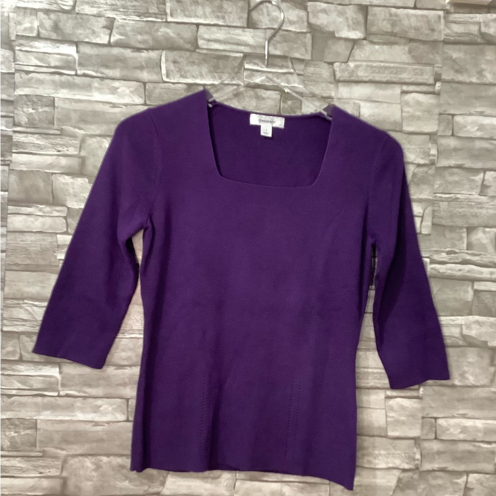 Dress Barn Purple 3/4 Sleeve sweater knit top S NWTOT (W612)